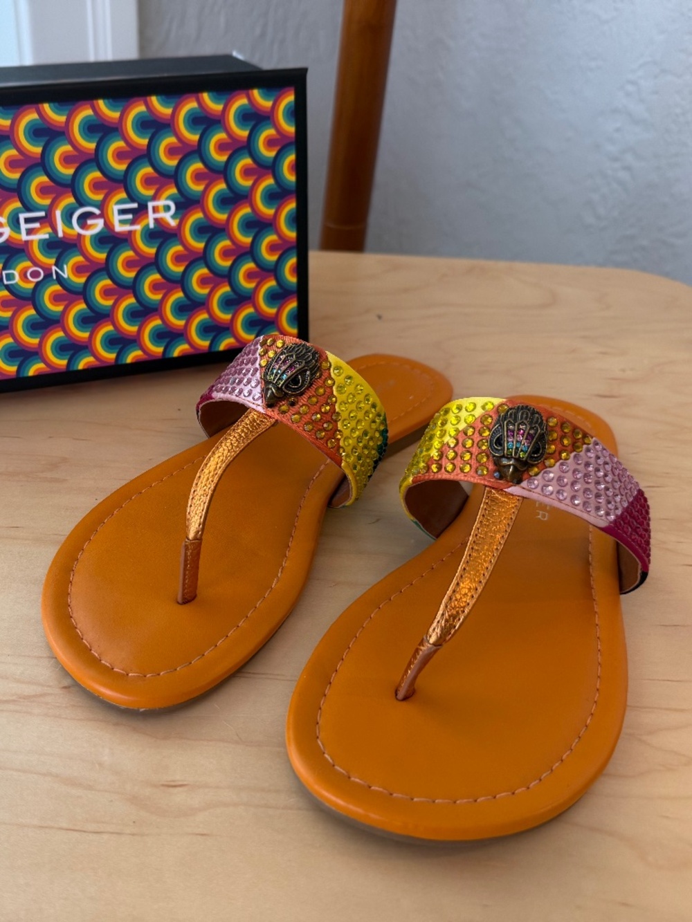 Kurt Geiger Kensington T-Bar Sandal - Rainbow Crystal // 8